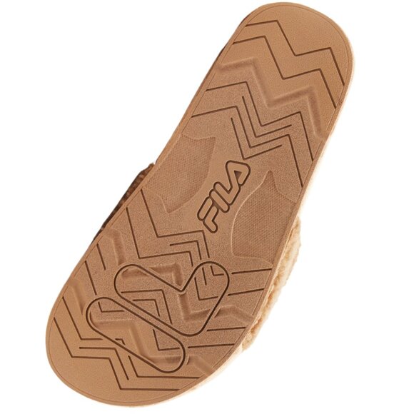 Fila Women's Fuzzy Drifter Slide Sandal BEIGE-Navy-Red New - Picture 5 of 5